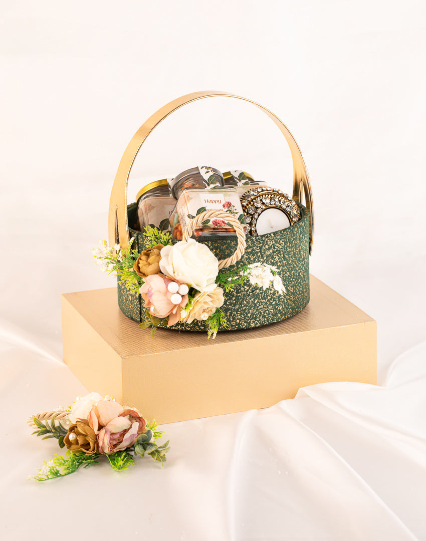 Emerald Green - Small Round Hamper