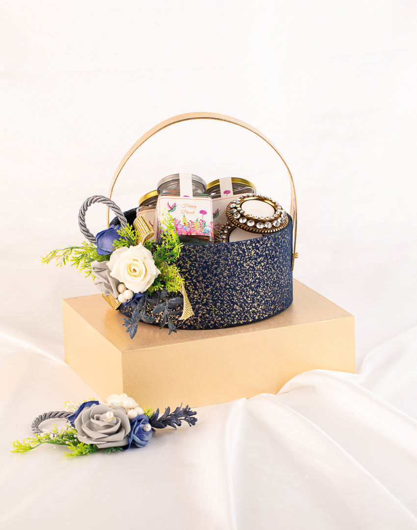 Royal Blue - Small Round Hamper