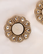 Uncut diamond studded candle holder