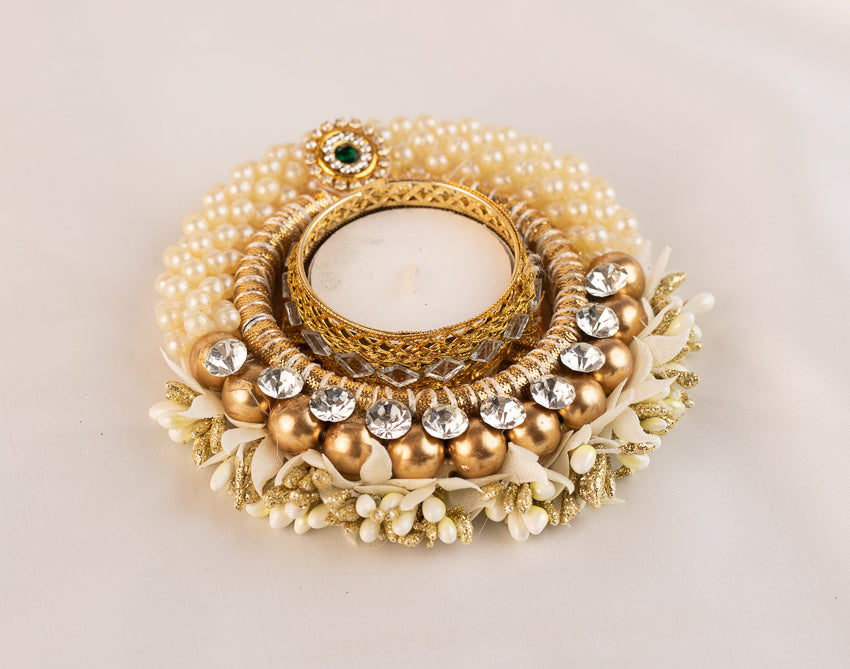 Mogra and Pearl Inlay candle holder