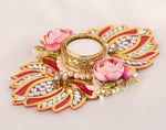 Single Rani Pink Lotus shaped candle holder