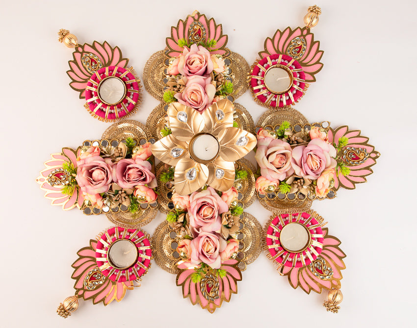 Light pink lotus Rangoli Set