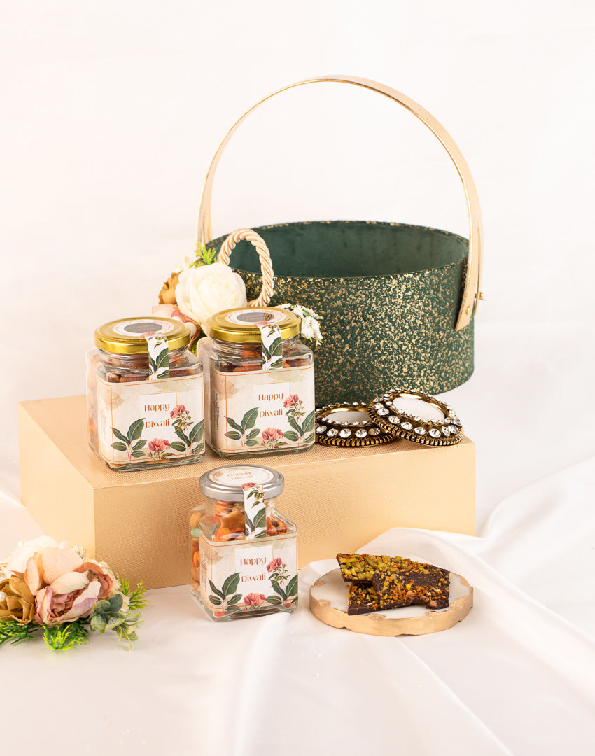 Emerald Green - Small Round Hamper