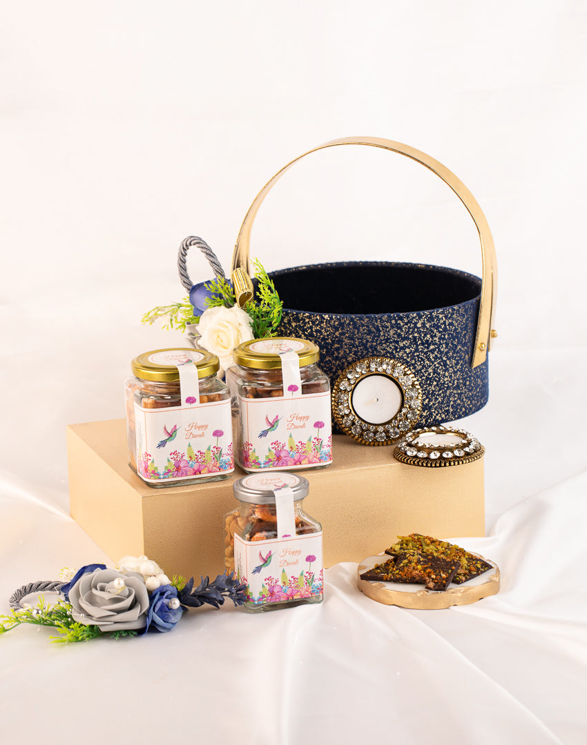 Royal Blue - Small Round Hamper