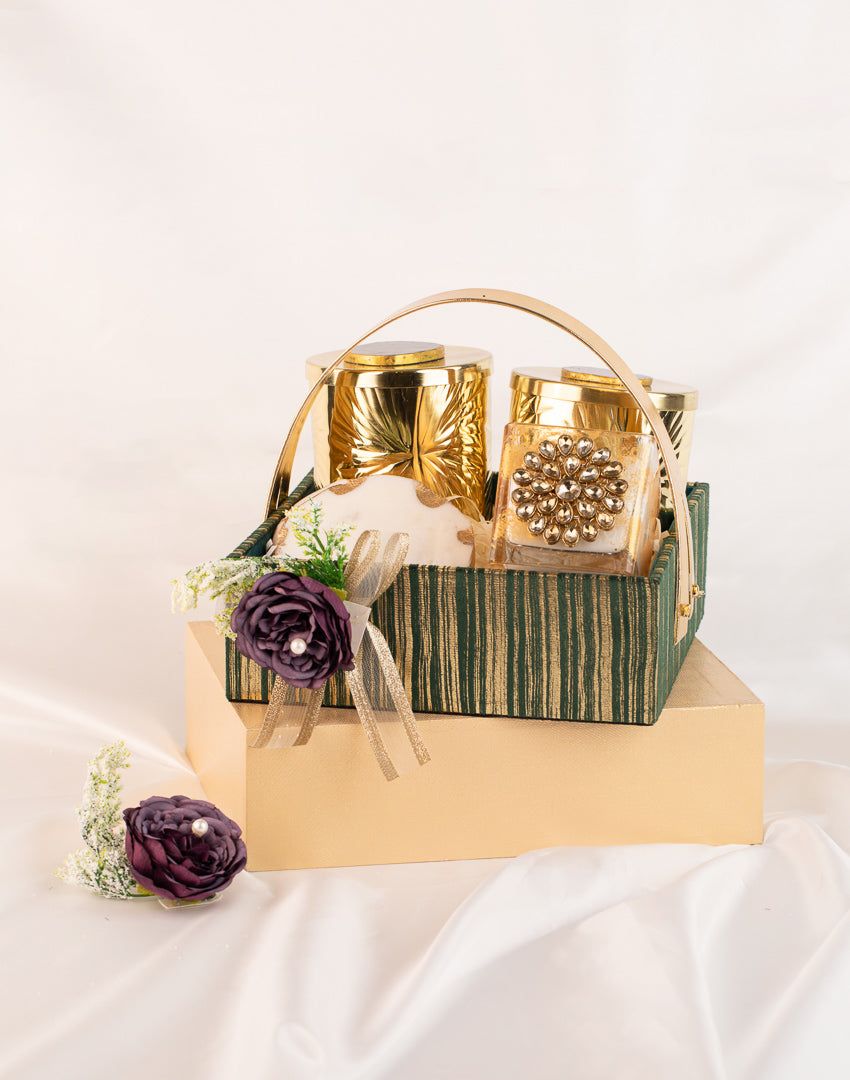 Emerald Green - Stripes Square Hamper