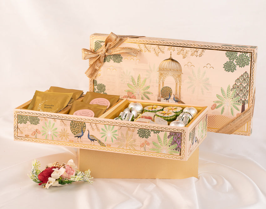 Peach Madhubani Mithai Hamper Box