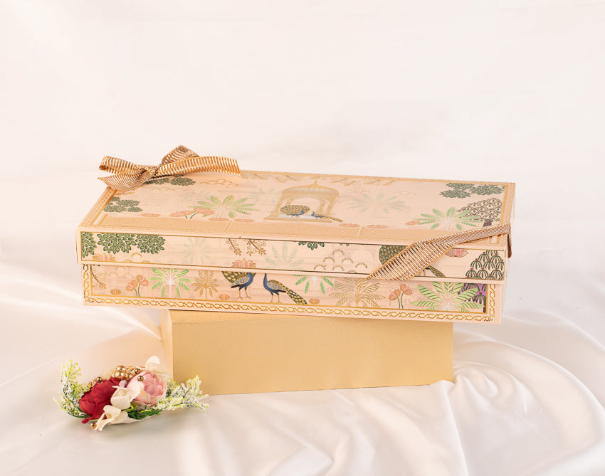 Peach Madhubani Mithai Hamper Box