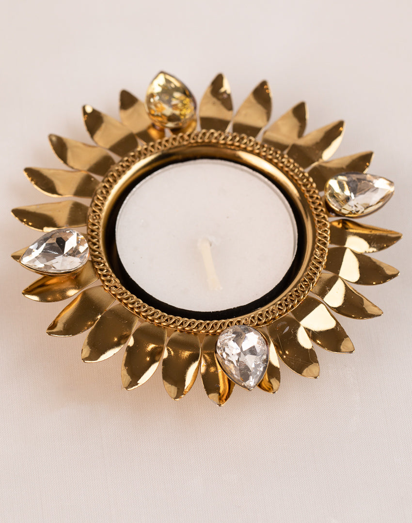 Sunflower Mat gold metal Diya