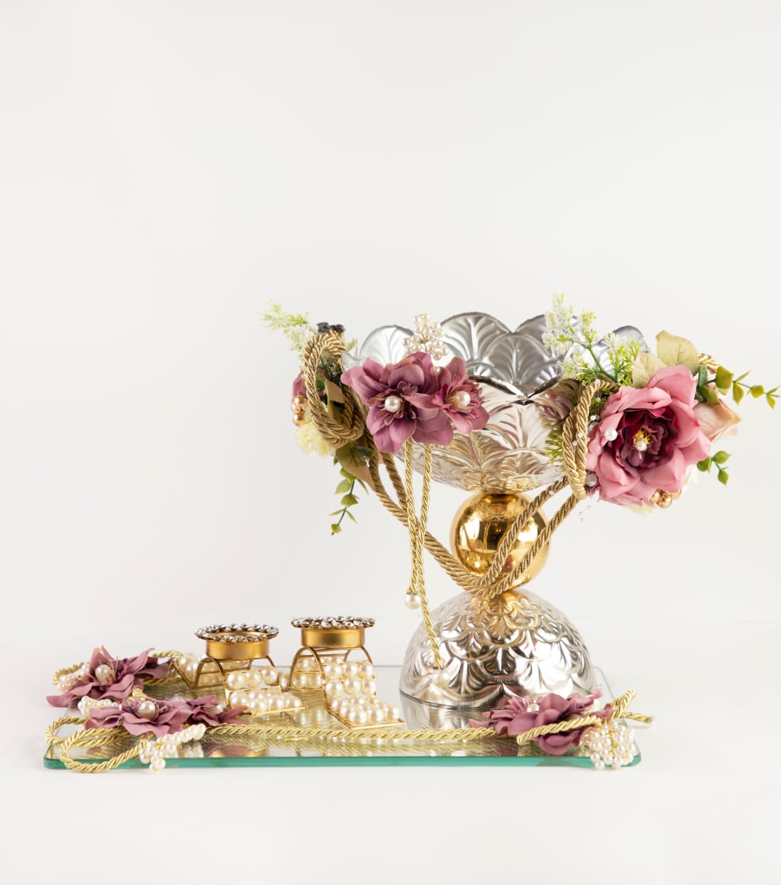 Mirror Tray beautifully adorned floral decor